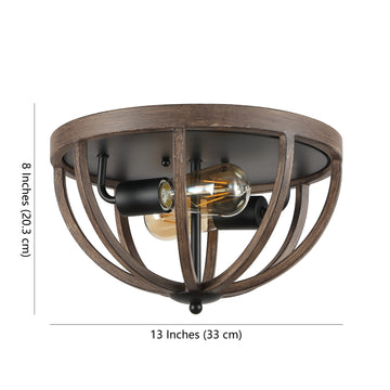Darlene 13" Iron Rustic Farmhouse LED Flush Mount - JONATHAN Y